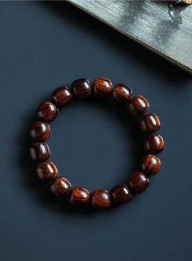 正宗海南黄花梨手串海黄老料紫油梨念佛珠木12mm男女文玩手链饰品