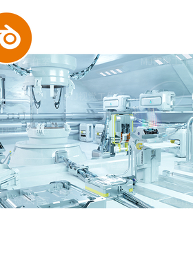 blender科技实验室机械白色控制室操作台未来场景模型建模3105