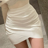 韩国东大门气质修身 百搭有内衬性感高腰褶皱不规则包臀半身裙女潮