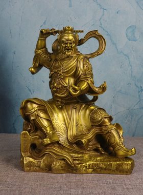 纯铜王灵官摆件火神善护法尊神供奉家用桌面全铜装饰品送礼坐像