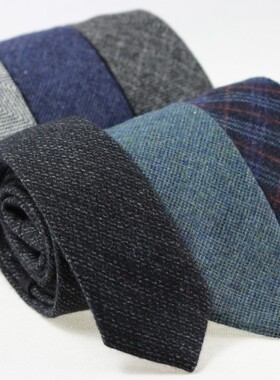 男士韩版窄版6cm英伦复古羊毛领带灰色 5cm正装商务黑色小领带潮