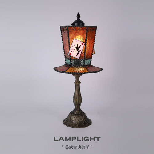 爱丽丝 台灯床头卧室复古风碎花氛围创意灯柜台2026新款美式灯具