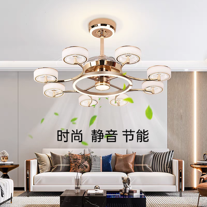 2024新款客厅卧室餐厅风扇吊灯智能变频语音大风力一体风扇吊灯