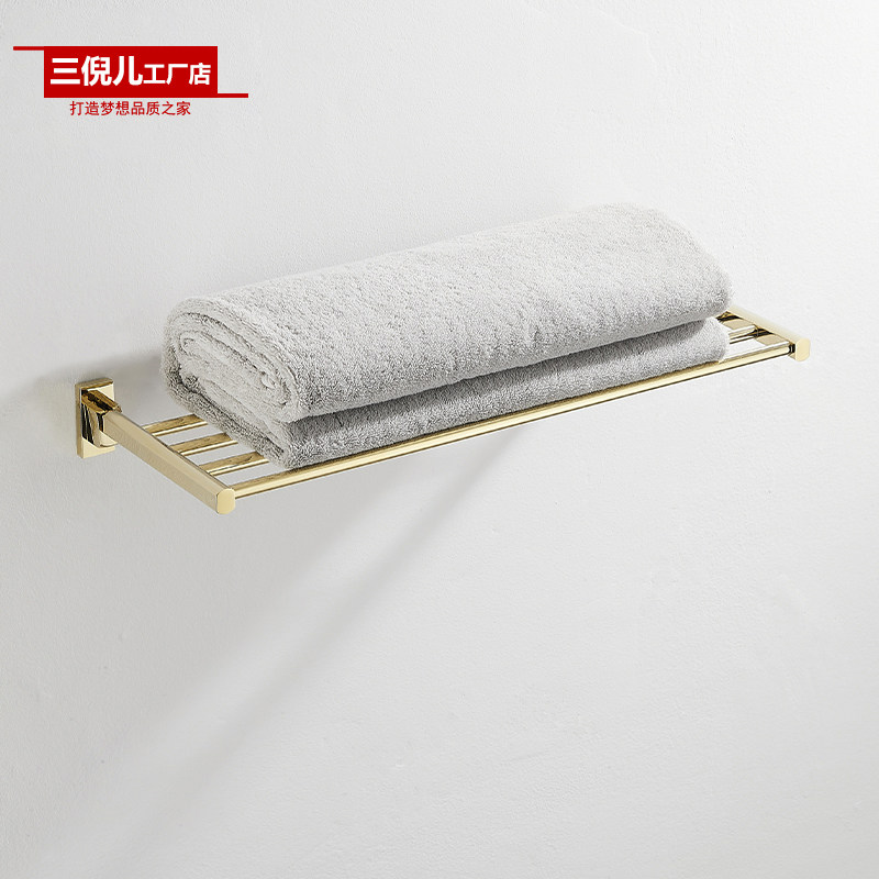 全铜毛巾架免打孔卫生间置物架单层可折叠浴巾架浴室金色卫浴挂件,家装主材,浴巾架/毛巾架,淘宝优惠券,粉丝福利购,淘宝优惠卷