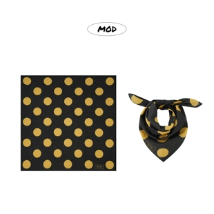 MOD秋冬英伦薄围巾黑黄圆点丝巾西太后波点方巾文艺复古头巾发带