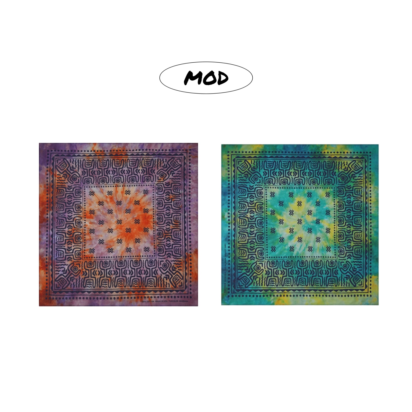 MOD美式腰果花扎染小方巾头巾
