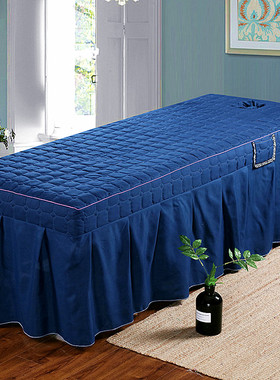 加厚美容床罩单件理疗按摩床带洞方头床裙推拿床单床罩洗头床紫色