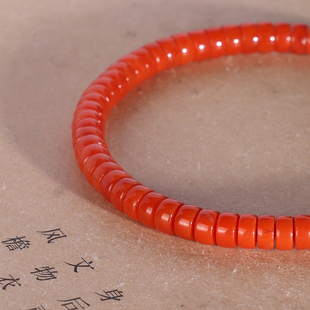 天然瓦西南红直切药片手串4.5mm 川料满肉柿子红隔珠手链珠串