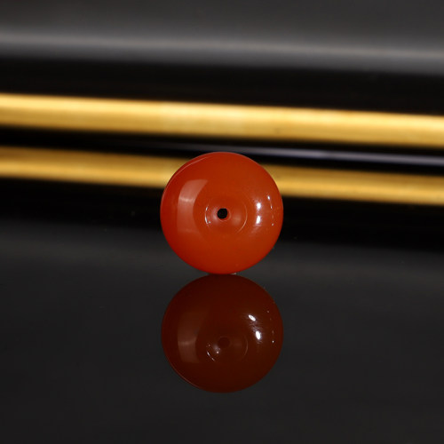原矿天然川料樱桃红平安扣配饰3号 14.4X8.2mm 南红散珠隔珠配珠