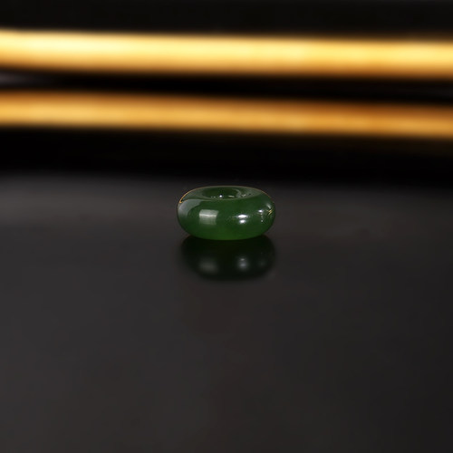 天然和田玉碧玉面包圈10x4.2mm 2411号 阳绿碧玉隔珠 一物一图