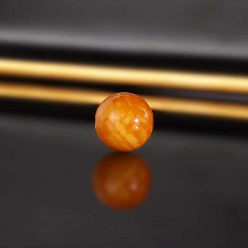 天然老蜜蜡单珠LLY40 直径14.2mm 收藏俄料古董老蜡散珠满蜜满蜡