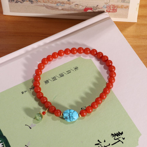 保山南红手串5mm单圈杨柳料满色满肉手链正品保真设计款原创QB46