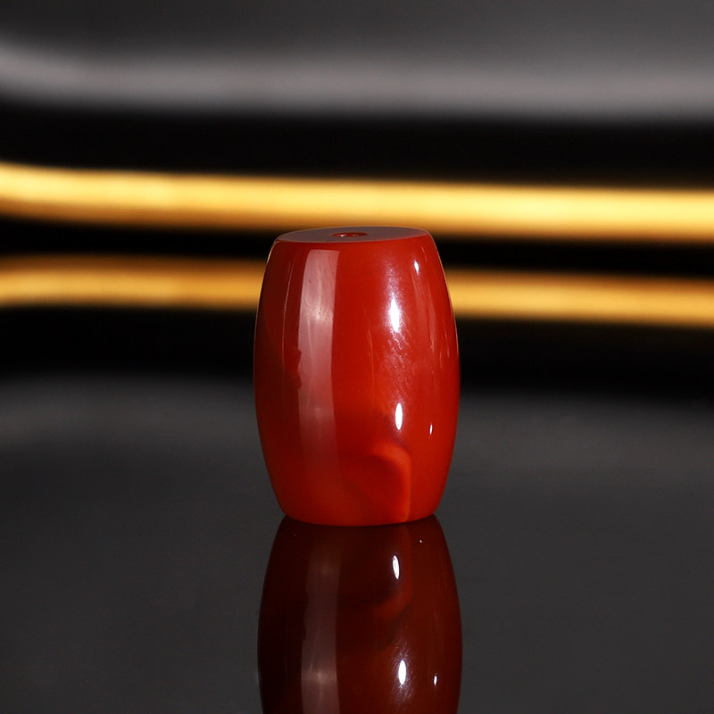 原矿南红桶珠 直径12.8x17.6mm JCT2 苏工精修 牛血红配珠散珠