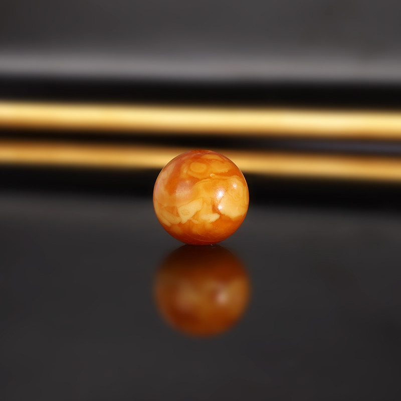 天然老蜜蜡单珠LLY36 直径14mm 收藏俄料古董老蜡散珠满蜜满蜡