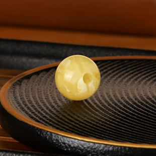 俄料蜜蜡散珠13.4mm 2号大孔珠 孔道3mm精修孔道单珠配饰配珠圆珠