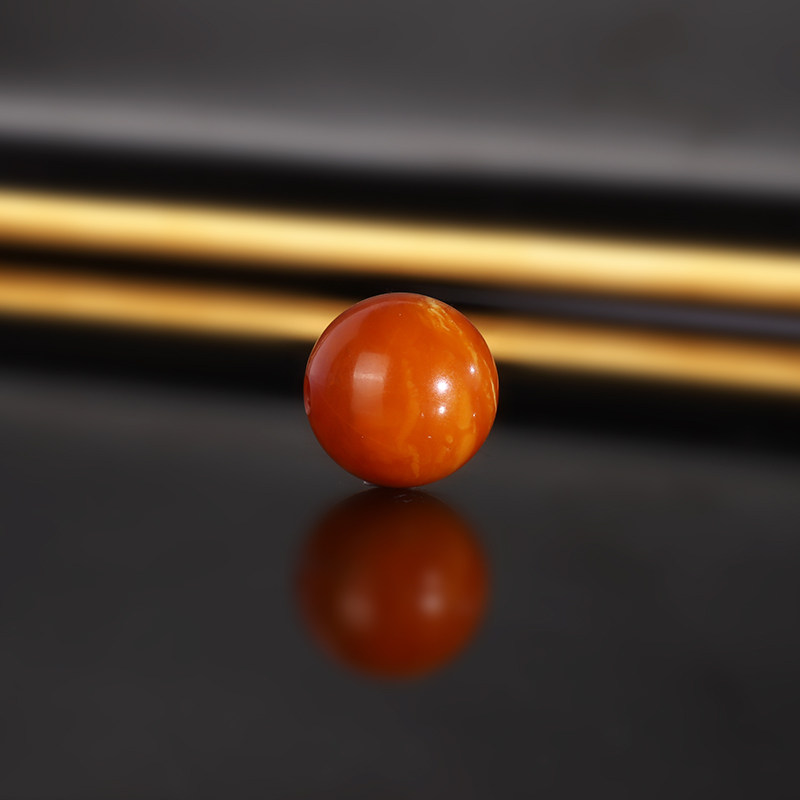 天然老蜜蜡单珠LLY44 直径14.4mm 收藏俄料古董老蜡散珠满蜜满蜡