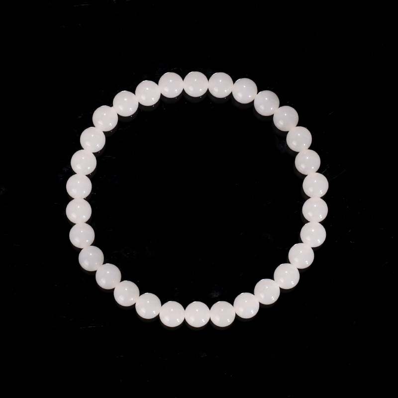 天然俄料和田玉手串6mm WL49号 高货羊脂白玉手链单圈珠串