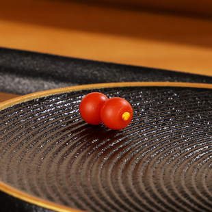 天然南红散珠隔珠BP4 直径6.4mm一对高货保山南红隔片配珠配饰