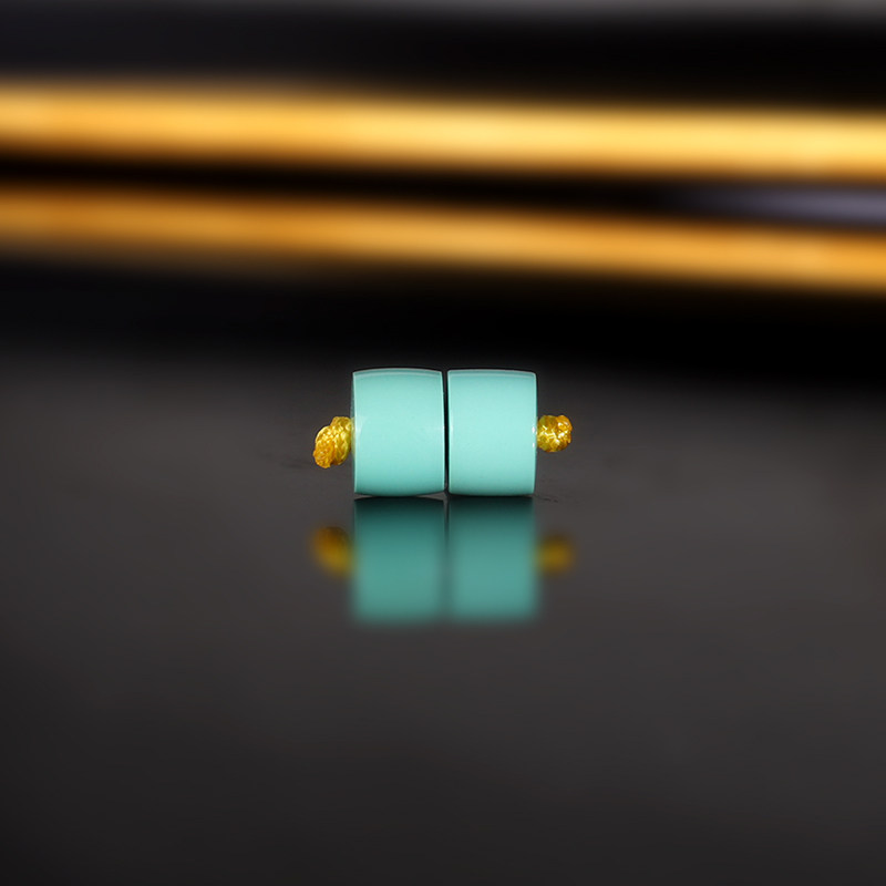 原矿天然绿松直切隔珠6.6x4.7mm 361号 高瓷蓝绿 干净 配珠散珠