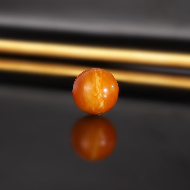 天然老蜜蜡单珠LLY34 直径13.7mm 收藏俄料古董老蜡散珠满蜜满蜡