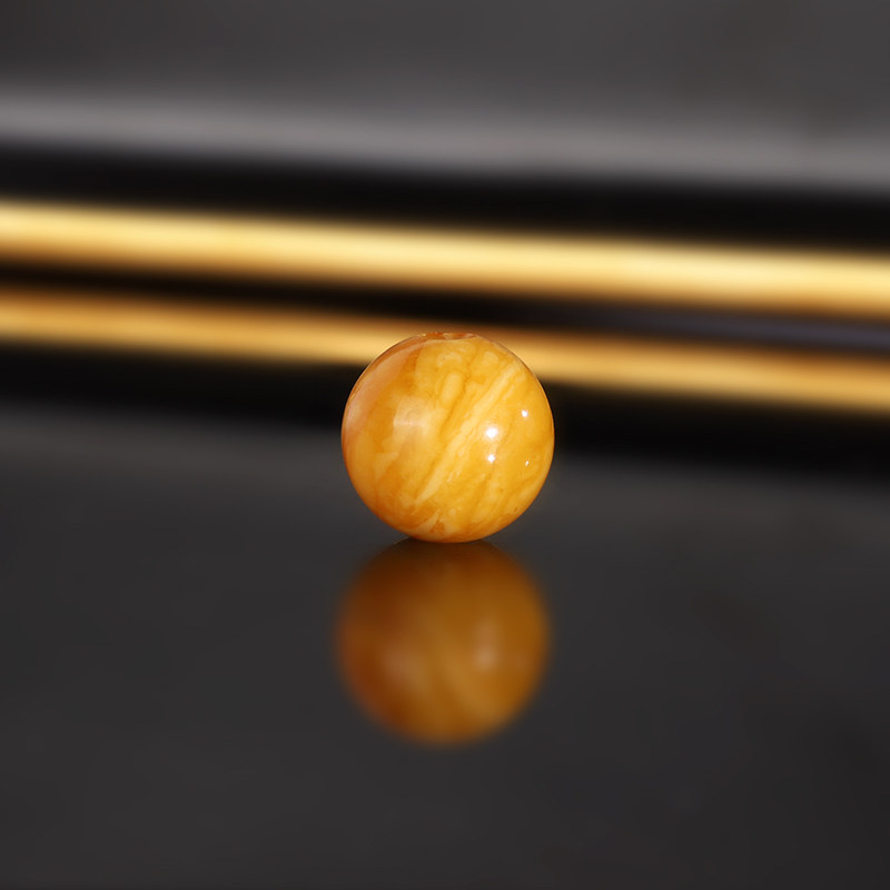 天然老蜜蜡单珠LLY37 直径13.9mm 收藏俄料古董老蜡散珠满蜜满蜡