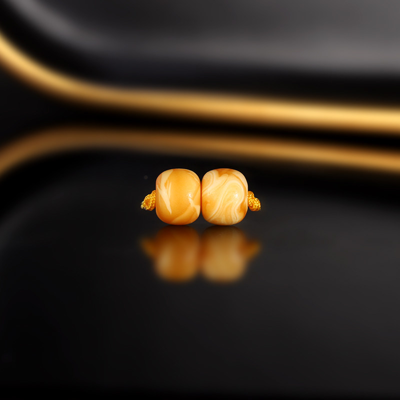 天然老蜡老型珠散珠 直径8.7x7mm DZ16 云端古董老蜜蜡配珠隔珠