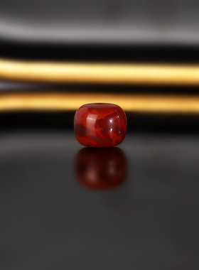 原矿天然南红老型散珠 1198号 10.9x8.8mm 牛血火焰红配珠隔珠