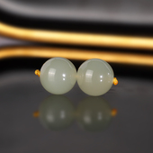 天然和田玉晴水绿散珠 一物一图 羊脂玉配珠隔珠 12mm 1909号