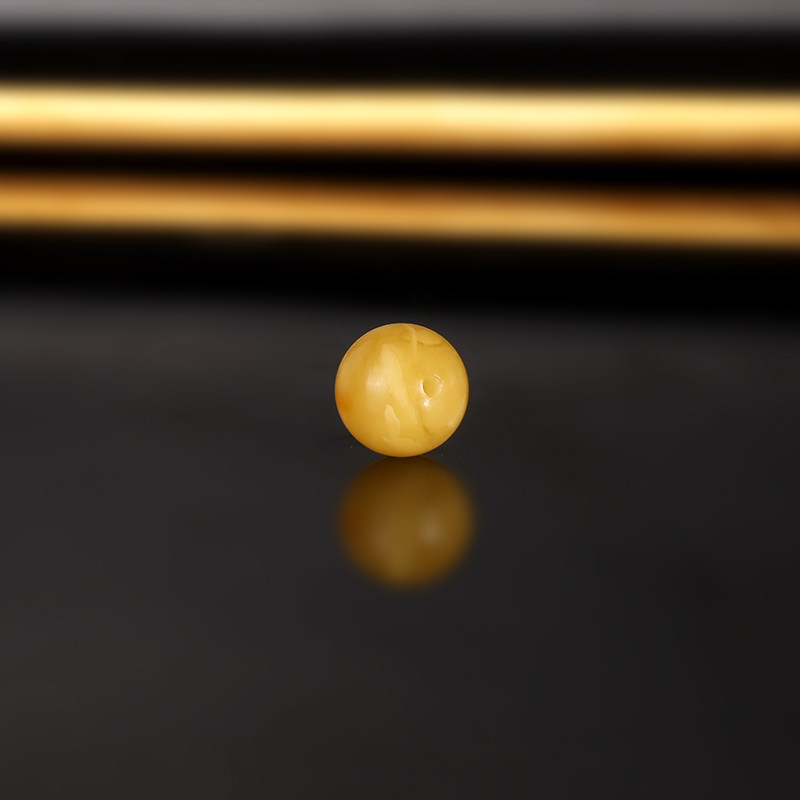 天然俄料蜜蜡散珠 直径8.6mm 875号 鸡油黄密蜡配珠单珠隔珠对珠