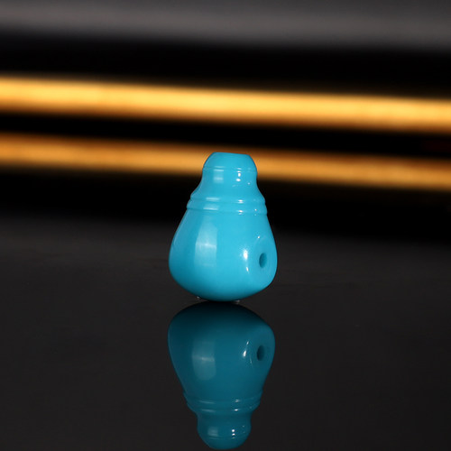 天然绿松石美国蓝松睡美人一体三通佛头GT23 直径9.5x14x9mm