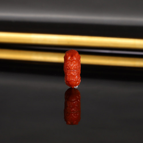原矿天然瓦西南红龙扣散珠15x6.2mm 3028号 满肉柿子红配珠隔珠