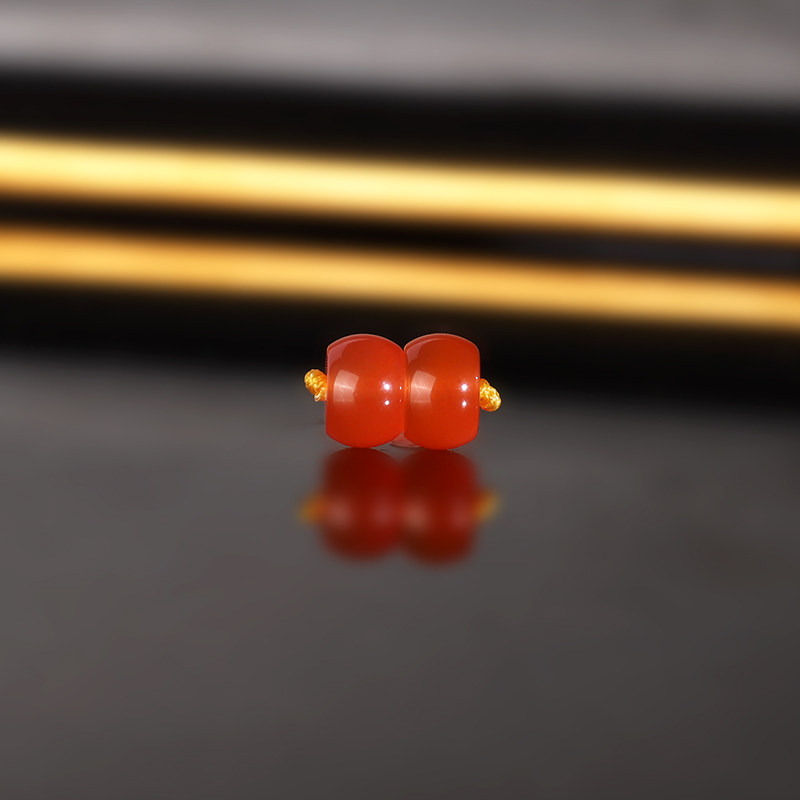 原矿天然保山冰红南红隔珠7.1x4.7mm 422号 河湾冰红散珠配珠精工