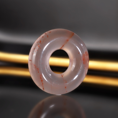 原矿冰飘南红平安扣吊坠1号 直径29.4x8mm 精工苏工 无胶无裂