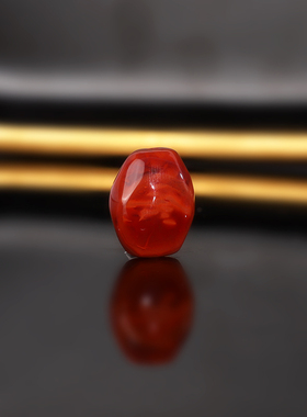 原矿天然南红随型珠 1069号 13.4x16.2x9mm 牛血火焰红配珠散珠