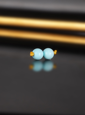 天然湖北绿松石散珠 596号 5.1mm 白蓝料 干净配珠隔珠单珠