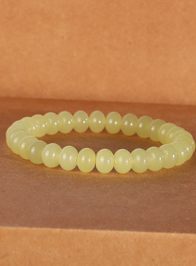 天然新疆若羌黄口隔珠手串8mm 56号 高货收藏级鸡油黄手链单圈