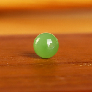 俄料碧玉苹果绿散珠4-6mm高货老坑料干净和田玉单珠圆珠配饰配珠
