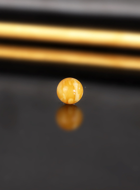 天然老蜜蜡单珠 1052号 直径7mm 收藏鸡油黄古董老蜡散珠配珠
