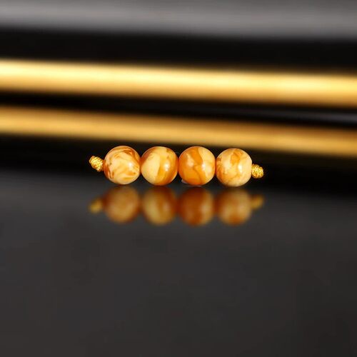 天然俄料云端老蜡散珠5.2mm 2968号 妖花古董蜜蜡配珠隔珠