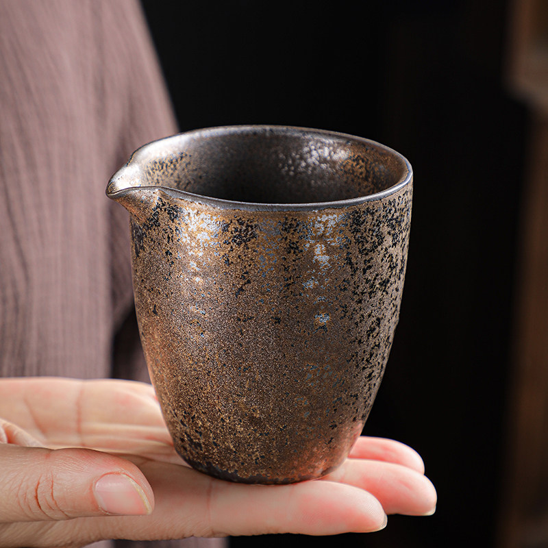 粗陶公道杯茶漏带茶滤网套装日式复古陶瓷功夫茶具茶海匀杯分茶器