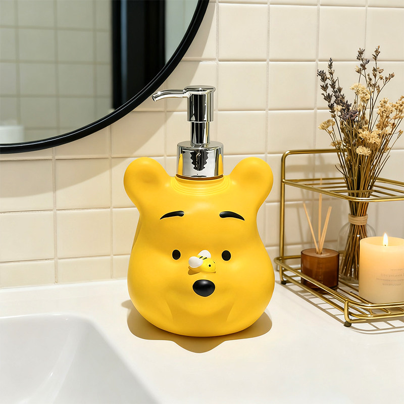 卡通可爱小能按压瓶乳液空瓶卫生间洗发水沐浴露分装瓶洗手液瓶子,家庭/个人清洁工具,乳液器,淘宝优惠券,粉丝福利购,淘宝优惠卷