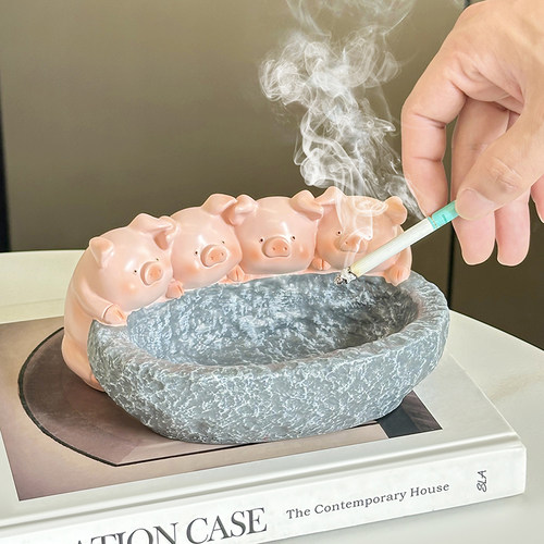 创意可爱小猪烟灰缸家用客厅摆件