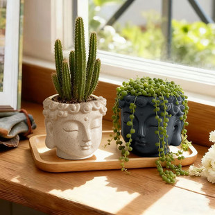 创意新款佛头造型花盆多肉植物种植盆栽家居装饰摆件桌面绿植花器