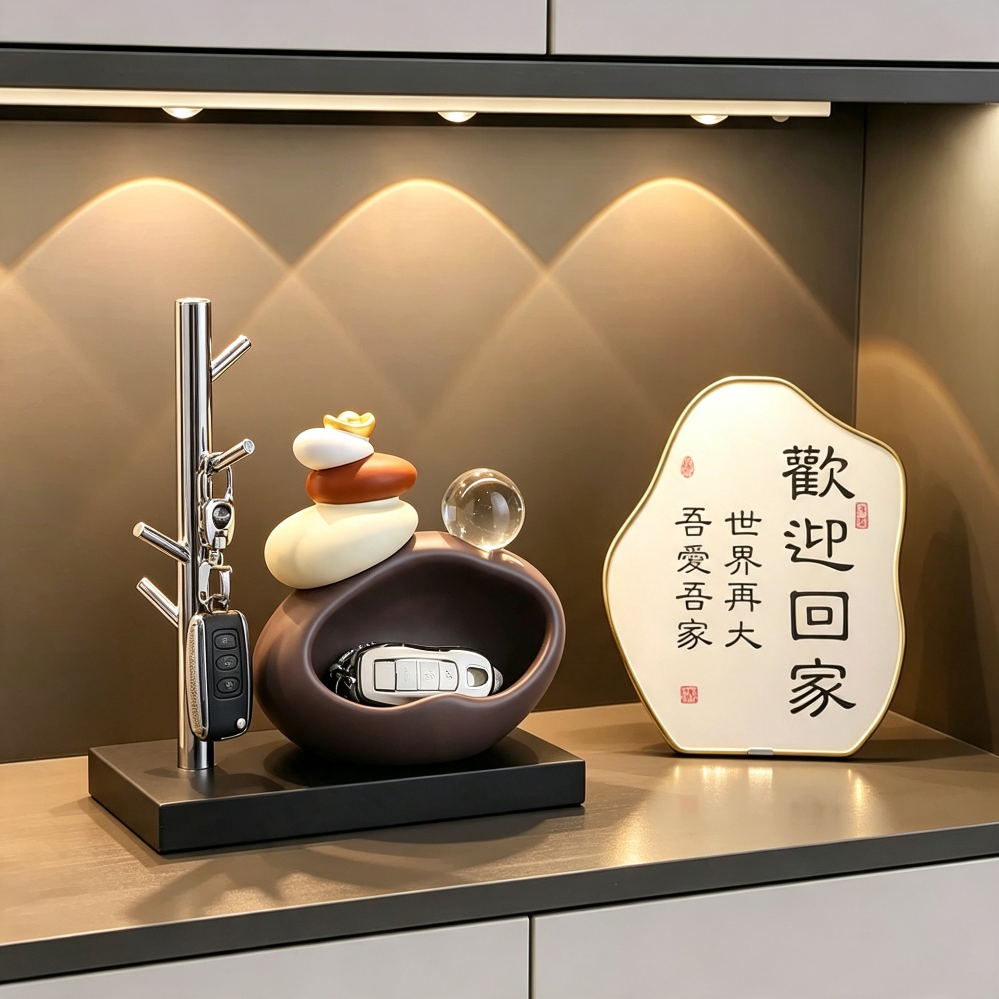 时来运转进门口玄关钥匙收纳摆件