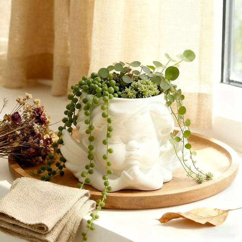 可爱小天使花盆摆件多肉植物透气花盆户外庭院花器桌面装饰品摆件,家居饰品,花盆,淘宝优惠券,粉丝福利购,淘宝优惠卷