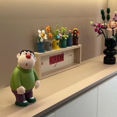 网红歪头胖虎玄关摆件卡通潮玩