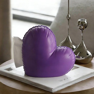 2026新款创意紫色爱心气球形状纸巾盒现代客厅心形装饰抽纸盒家用