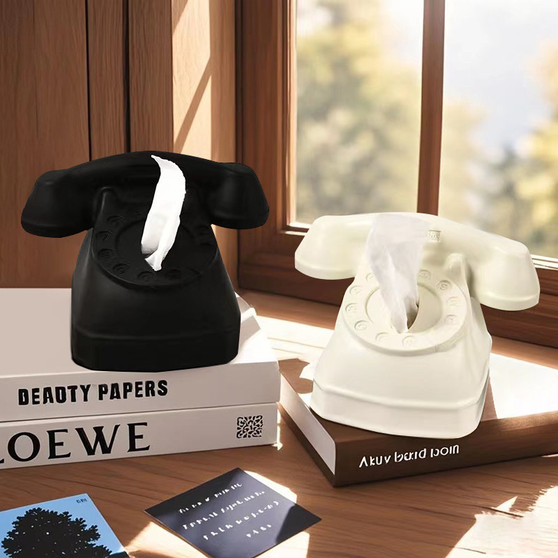 北欧复古电话机纸巾盒客厅茶几创意抽纸盒高档餐桌面卧室装饰摆件