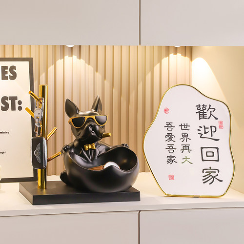 斗牛犬狗钥匙收纳玄关摆件进门口