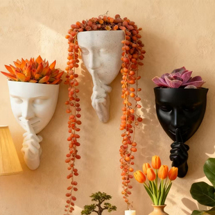 创意嘘声造型挂墙花盆书房图书馆墙面装饰室内绿植盆栽壁挂式花器